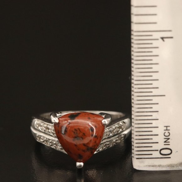 Sterling Mahogany Obsidian and White Topaz Ring - Picture 2 of 4